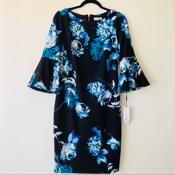 Calvin Klein Dresses & Skirts - Calvin Klein Bell Sleeve Floral Print Shift Dress